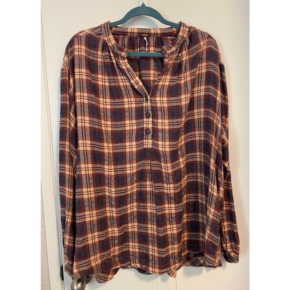 FREE PEOPLE Plaid Flannel Blouse